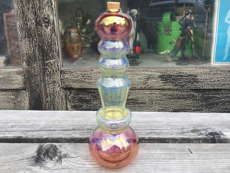 新品 Send Up Art Glass Incense Burner/Stand Pole Gold & Silver