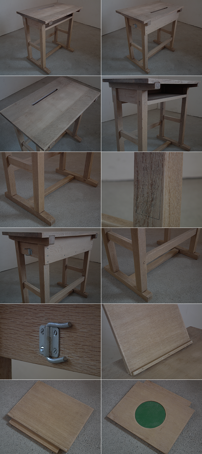 C03146a レトロ 楢材 古い小学校の学習机 学校机 （小） | MANSIKKA