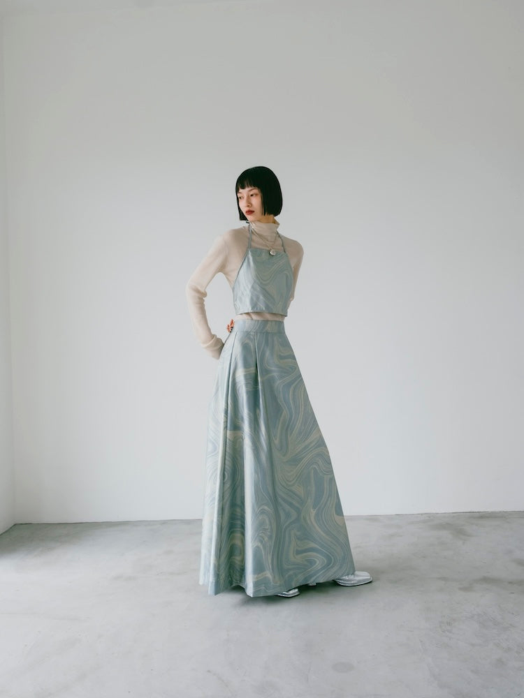 Marble Jacquard Skirt｜マーブル柄ロングフレアスカート – MARTE