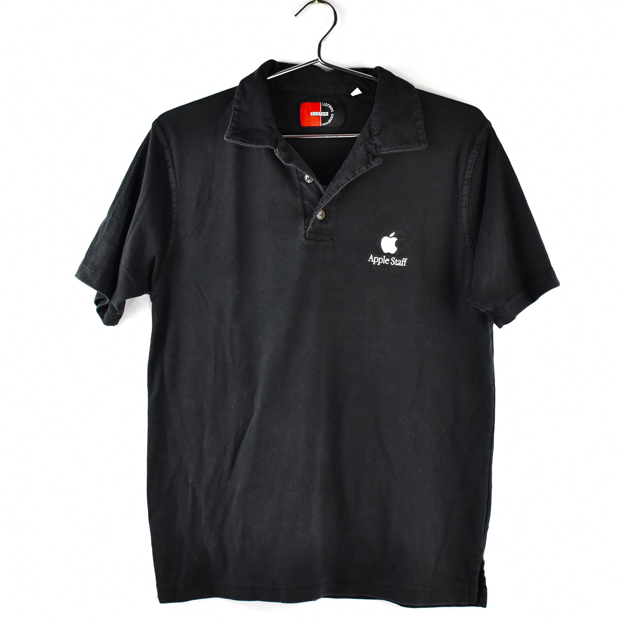 Polo shirt, black with white Apple Staff logotype (c. 1995