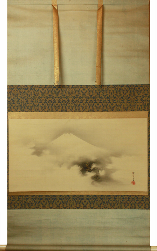 狩野伊川院栄信 『富士越龍図』【掛軸 Hanging scroll】浮世絵・掛軸