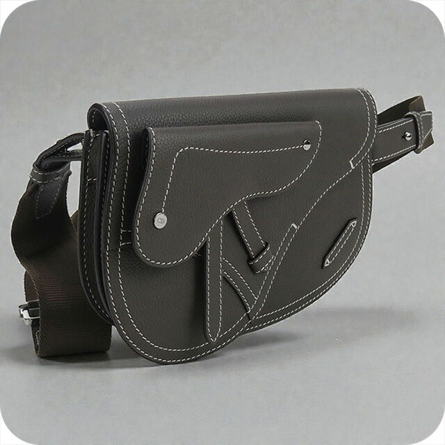 中古 ディオール ボディバッグ メンズ ブランド Dior サドル グレー