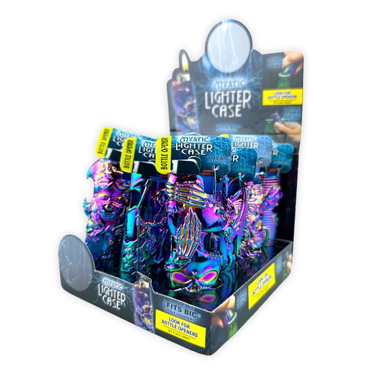 Metal Rainbow Mystic Lighter Case with Bottle Opener- 12 Pieces