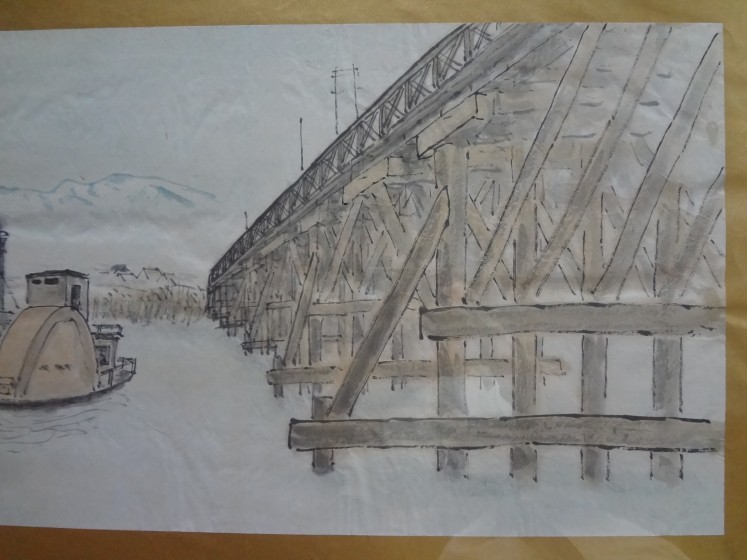 高橋 五仙子 〈水彩画〉 「万代橋 ②」 | 岡仙汲古堂（おかせんきゅう
