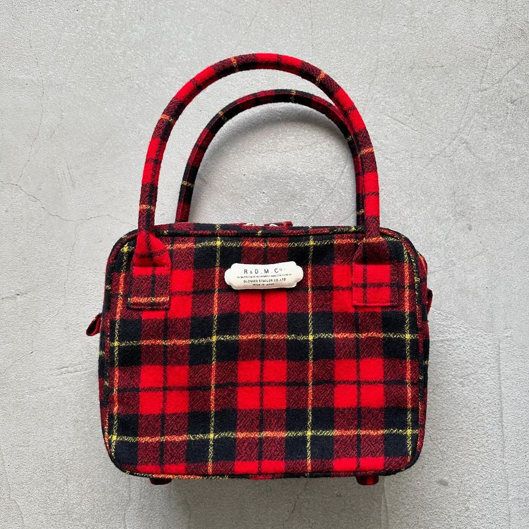 R&D.M.Co ウールタータンチェックボストンバッグ – blanc