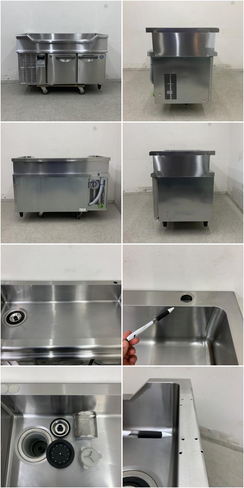 中古】 A08329 舟形シンク付冷蔵コールドテーブル ホシザキ RW-120SNC