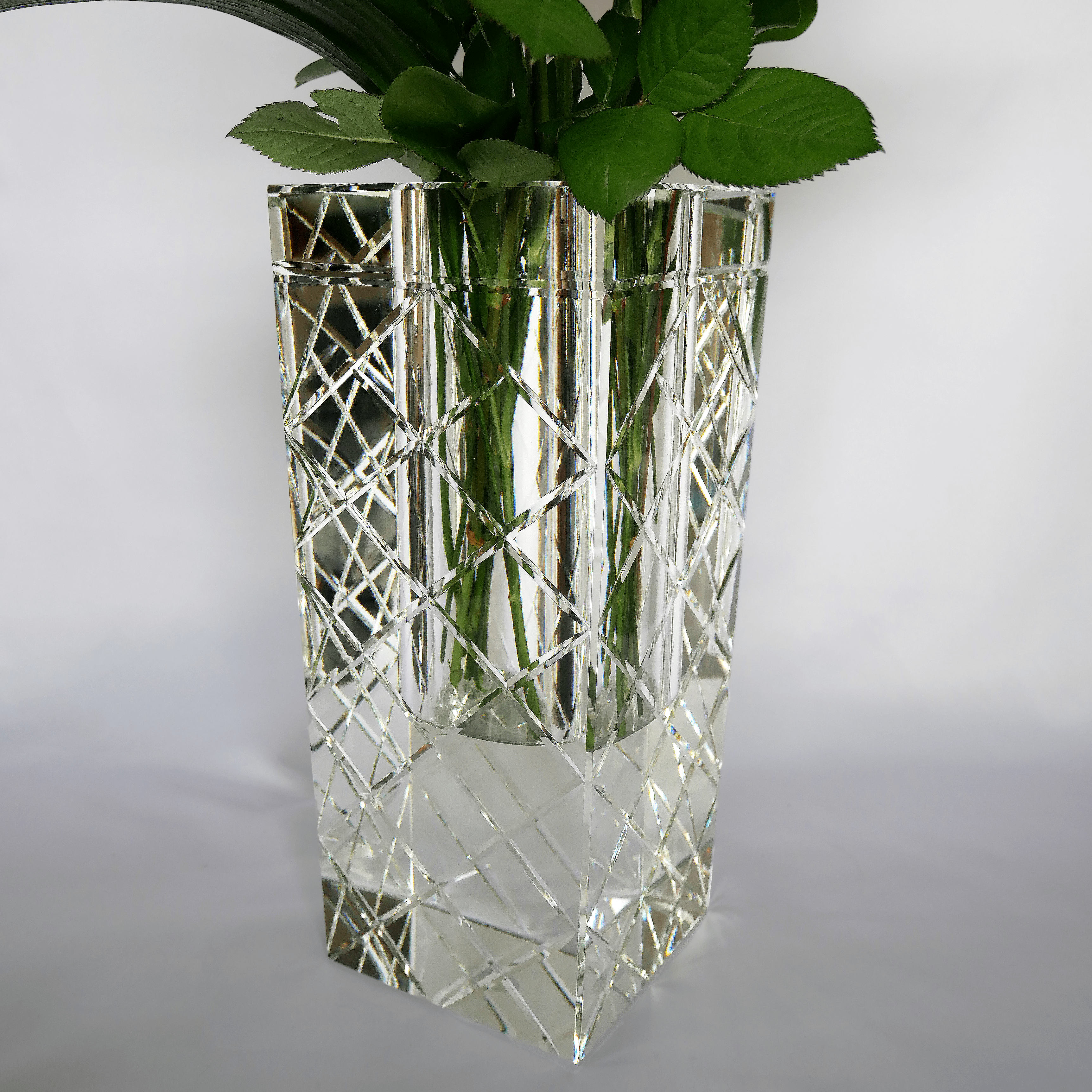パラッツォ クリスタル 花瓶「クリア」14 x 14 x 30 cm – Palazzo