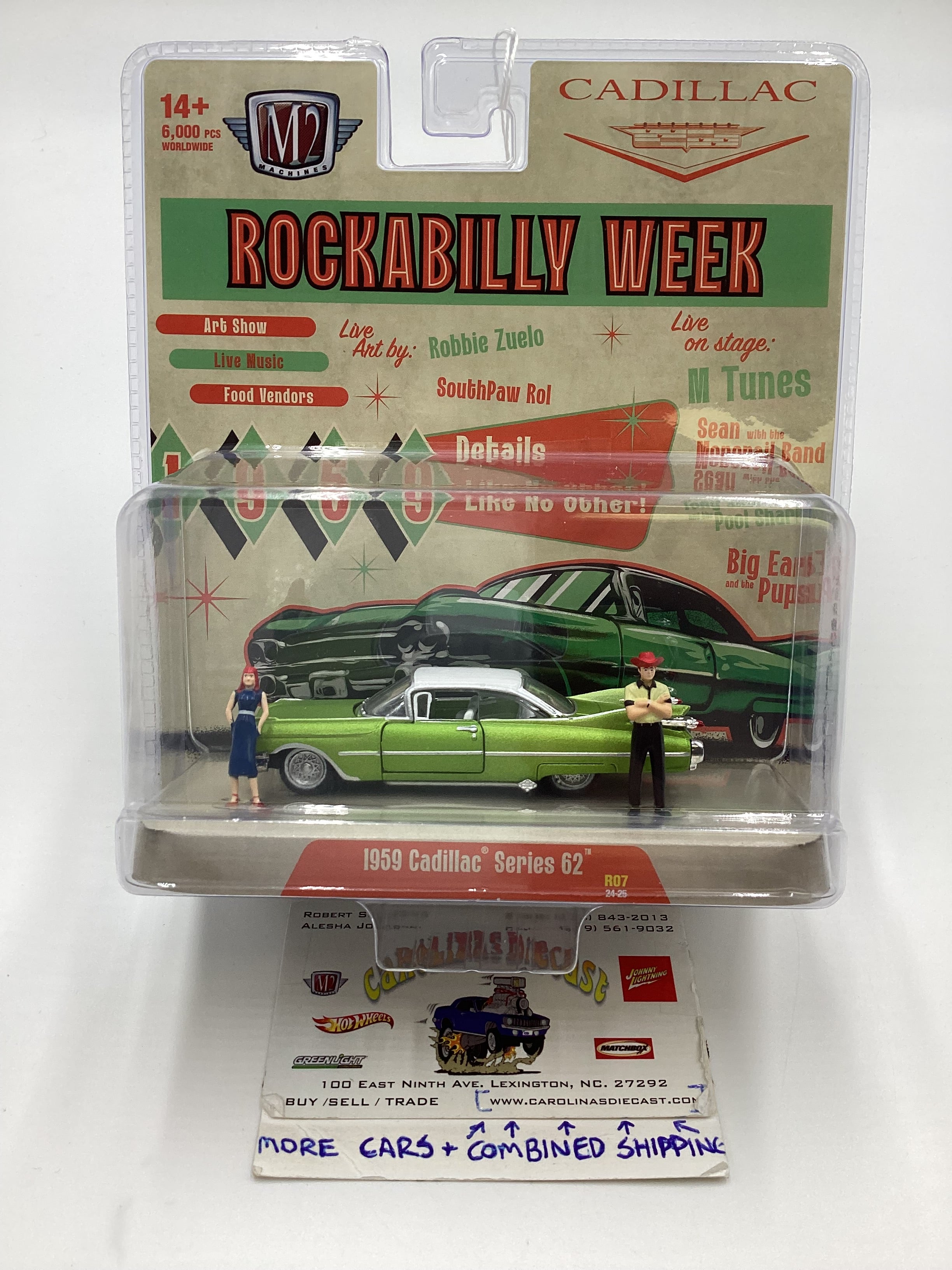 M2 Machines Diorama 1959 Cadillac Series 62 Green R07 198F