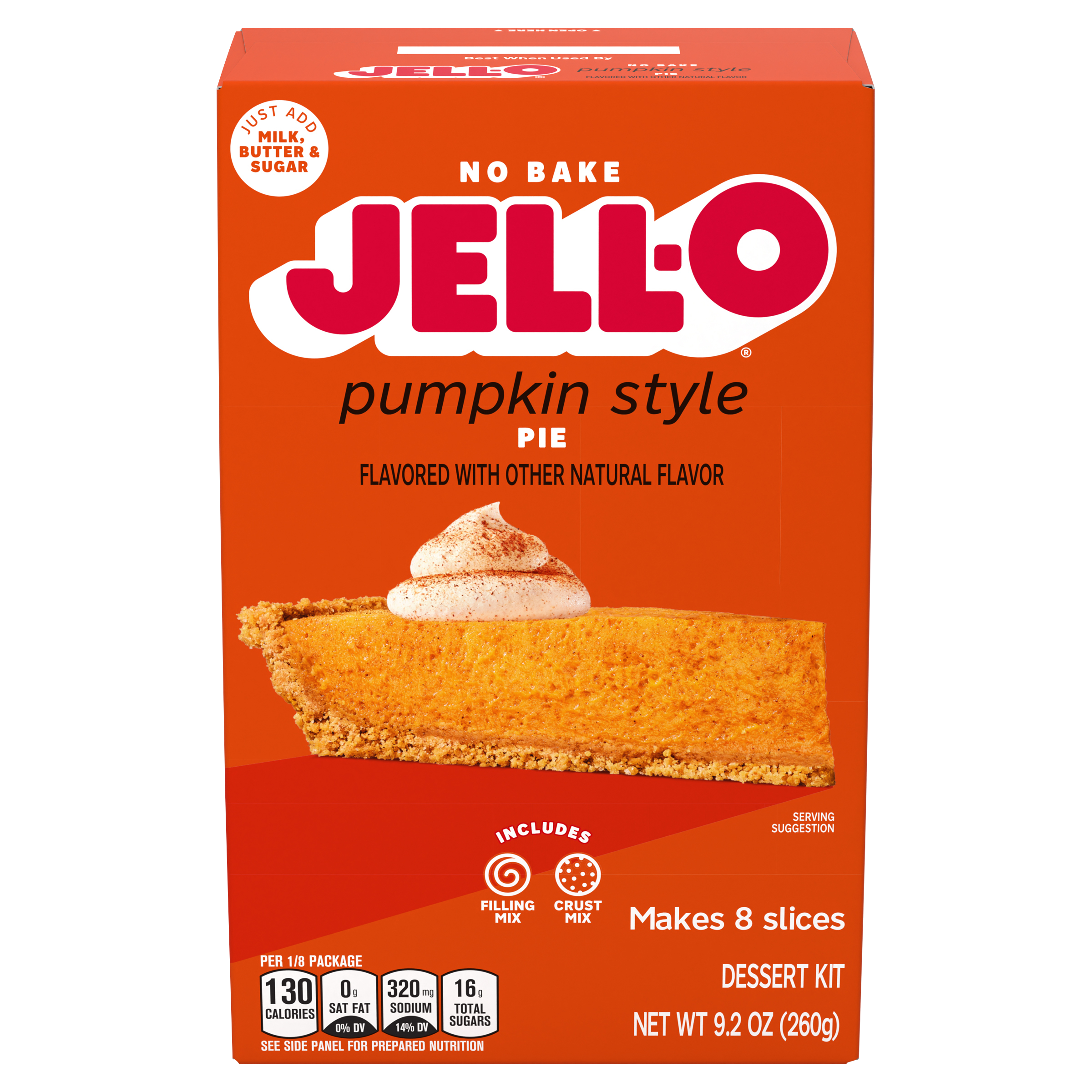 Pumpkin Style Pie Dessert Kit with Filling Mix & Crust Mix | Jell