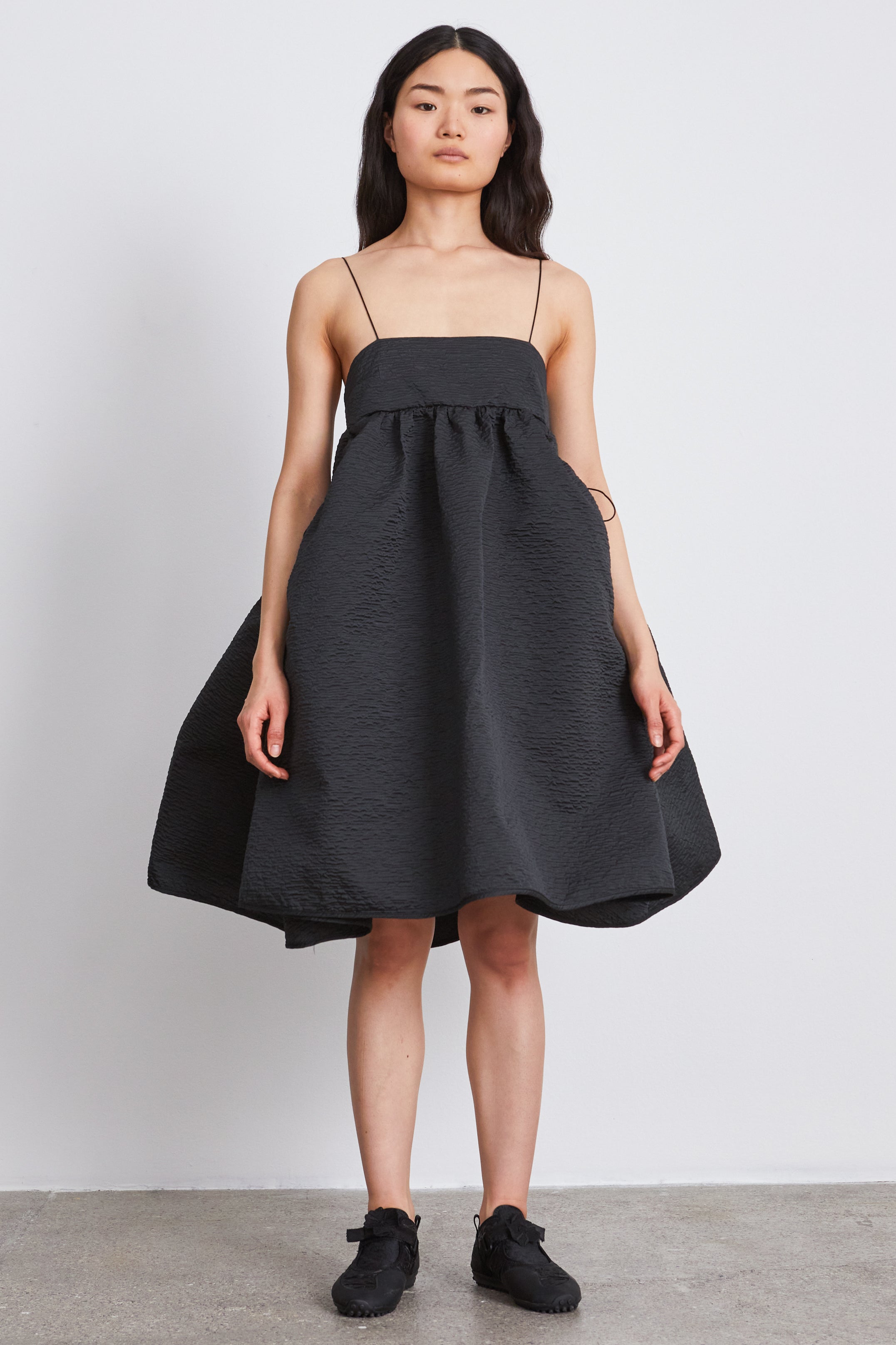 LISBETH | DRESS STRIA MATELASSÉ BLACK