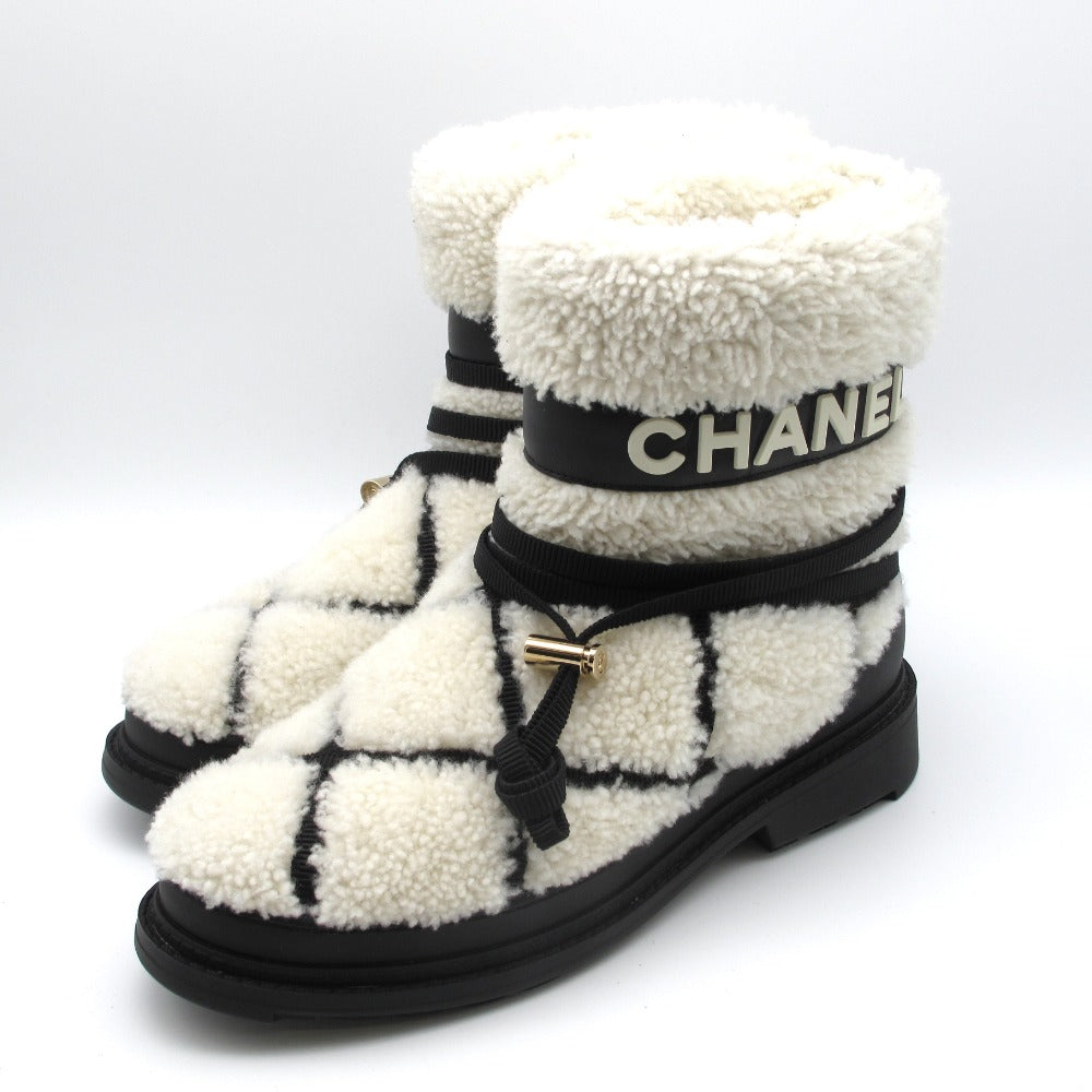 CHANEL シャネル ブーツ シアリング ムートン ボア ロゴ ココマーク