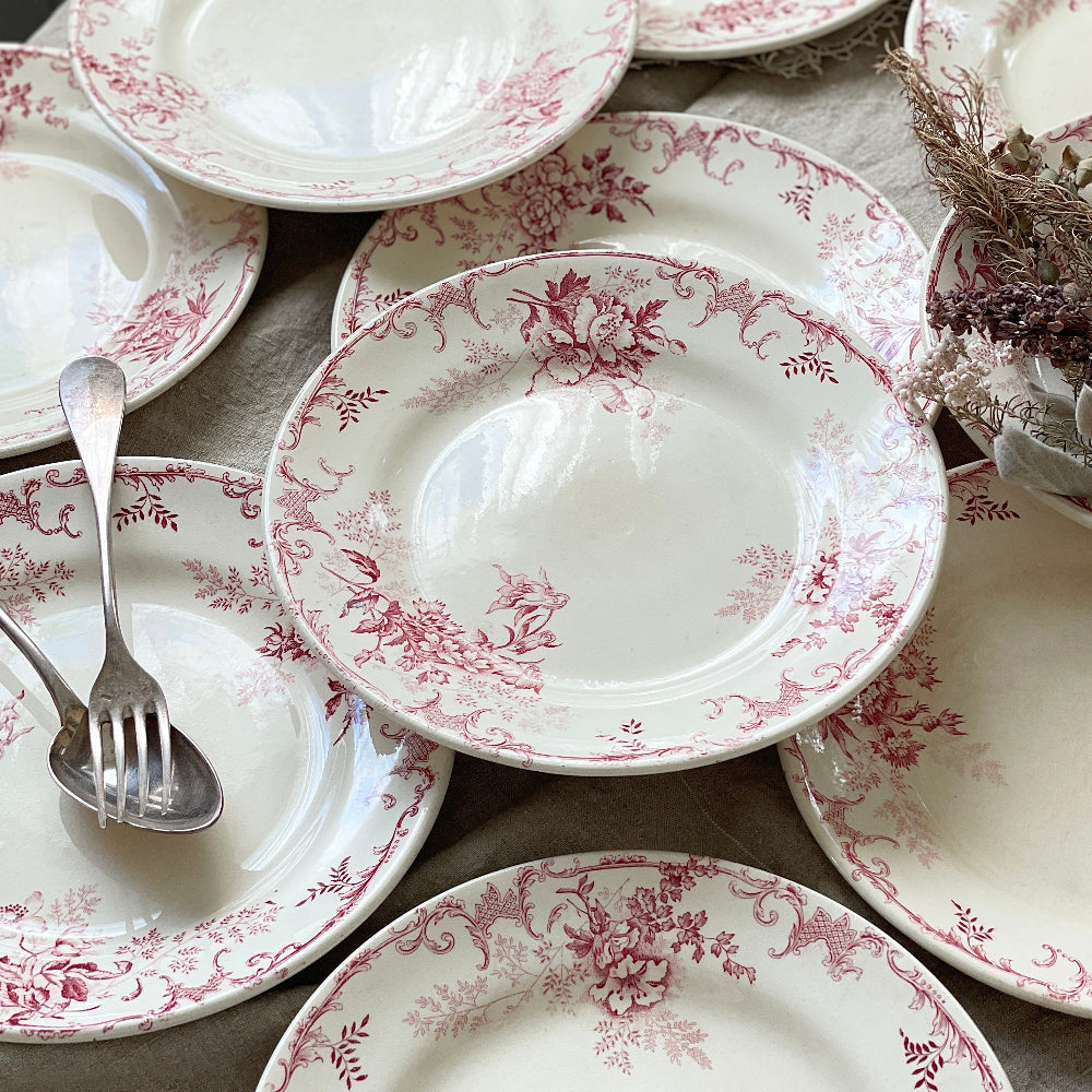 7枚あり！ショワジールロワ窯「FLOREAL」平皿（直径23.5cm） フランス