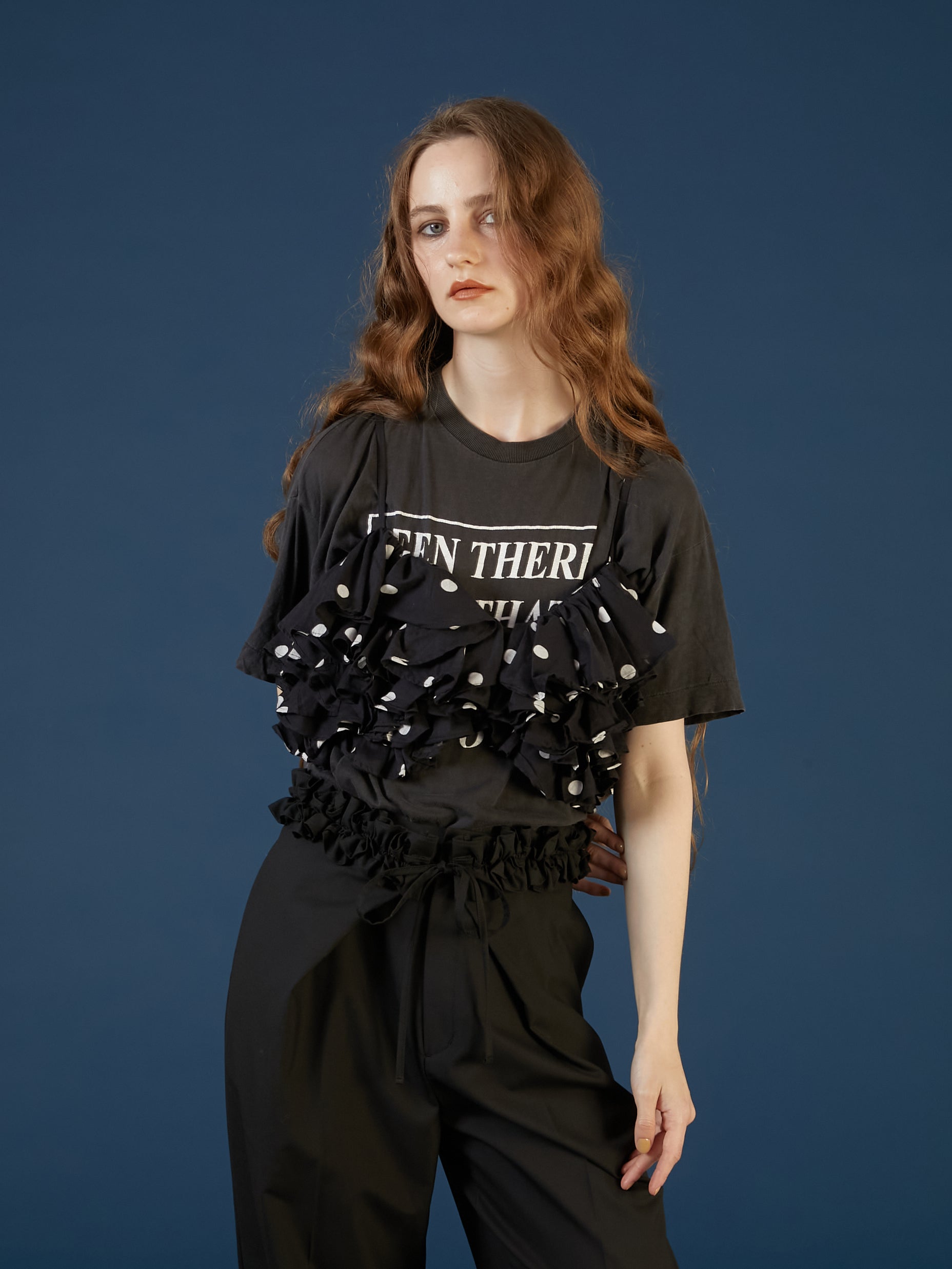 dot frill cami | BLACK