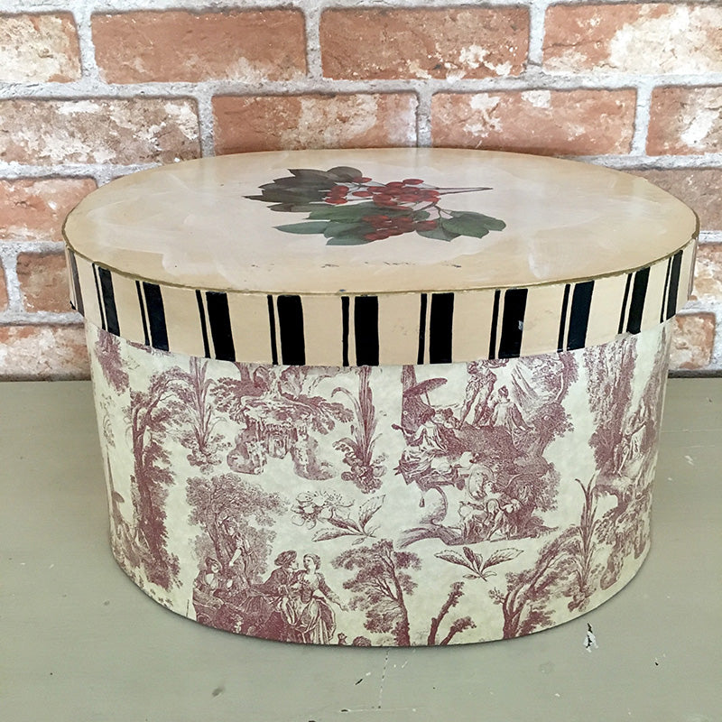 ハットボックス トワル・ド・ジュイ柄 フランス | アンティーク