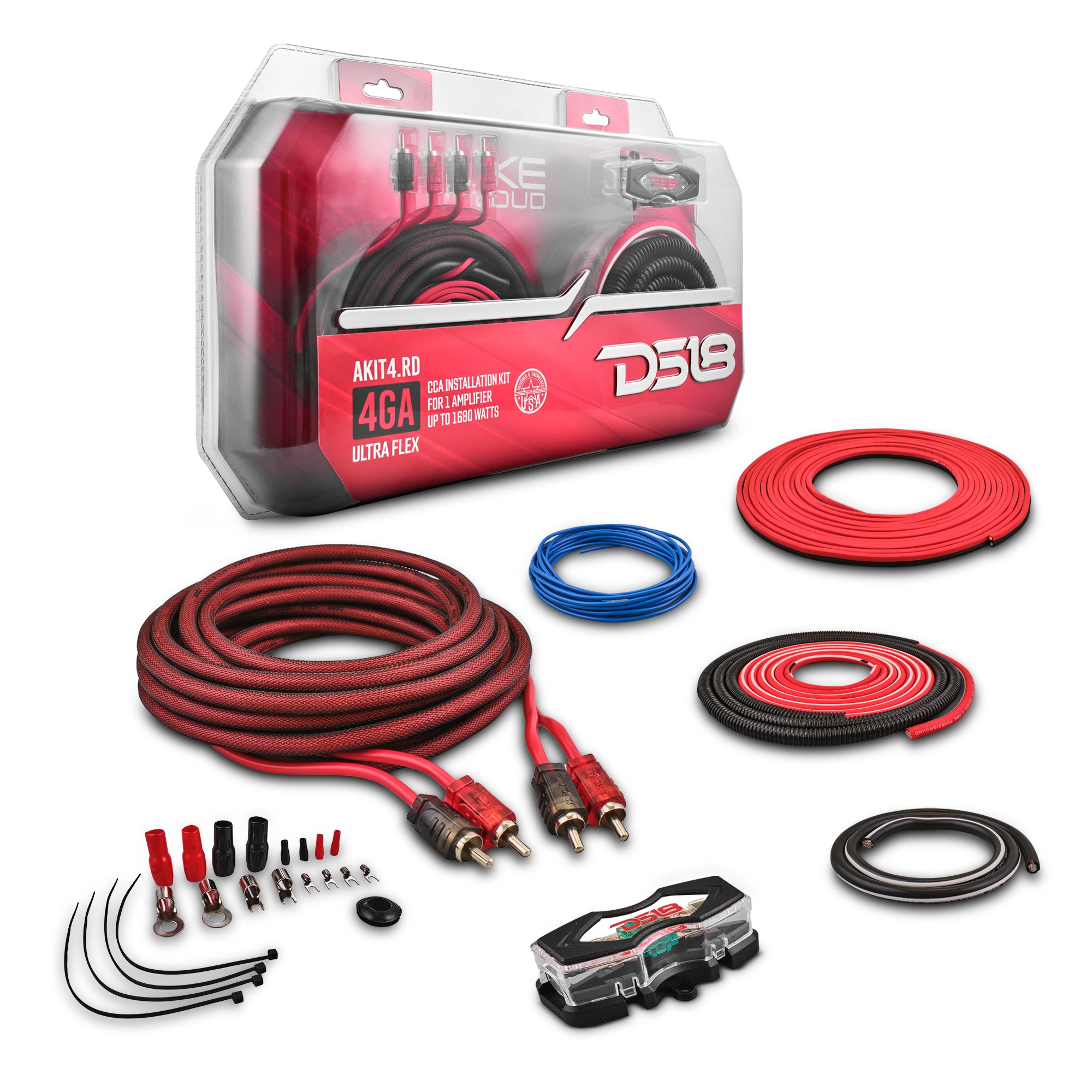 DS18 4-GA Amplifier Installation Kit -Red