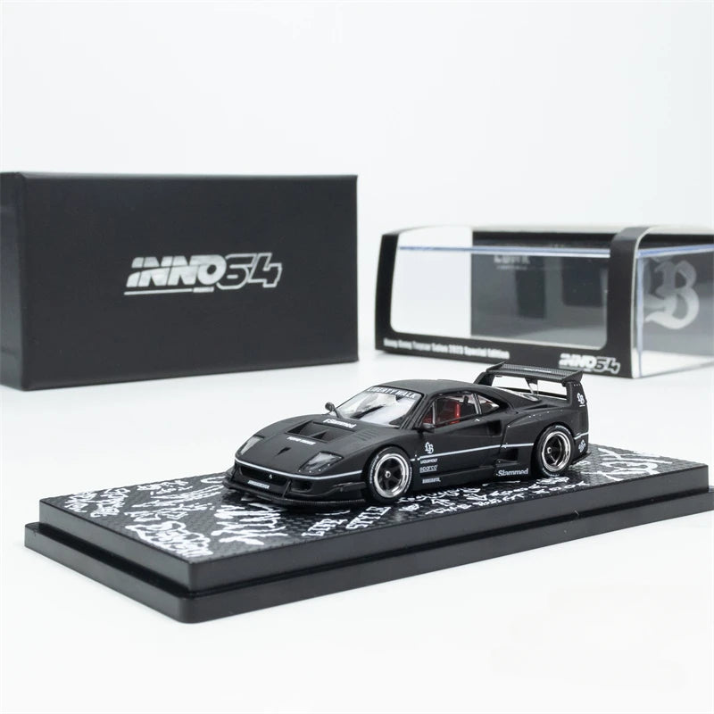 INNO 1:64 Liberty Walk F40 Matte Black Hong Kong TOYCAR SALON 2023