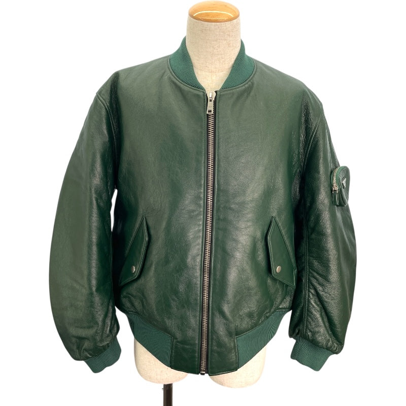 プラダ PRADA ナッパレザーボンバージャケット UPW895 グリーン