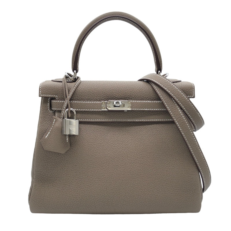 エルメス HERMES ケリー25 内縫い B刻 エトゥープ/シルバー金具 トゴ