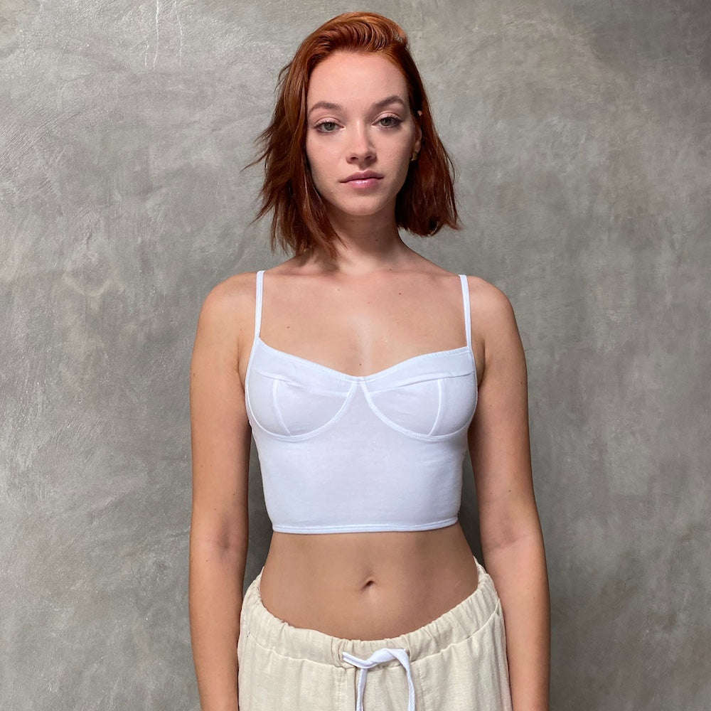 eleven44 Women's Organic Cotton Stretch Bustier in White