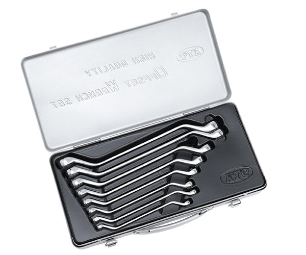 KTC ロングめがねレンチセット 45度 8本組 m258【エヒメマシン】