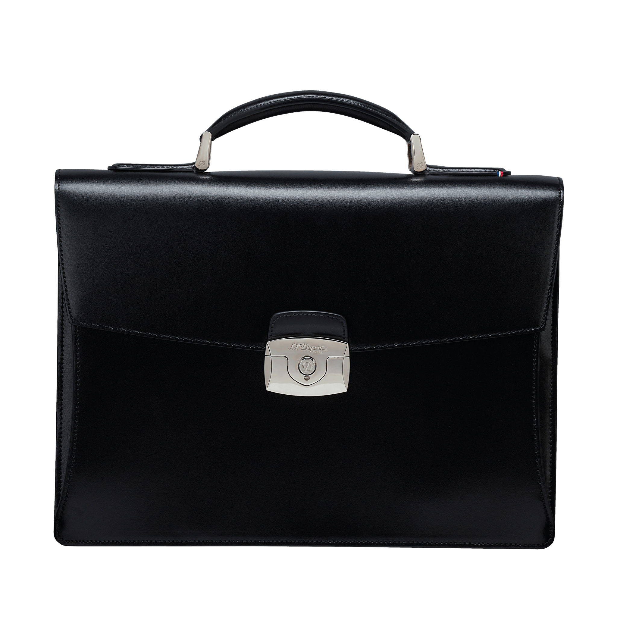Line D single-gusset black smooth leather briefcase – Luxury