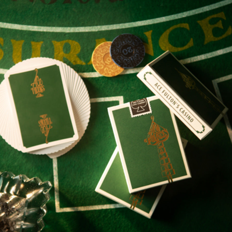 Ace Fulton's Casino Playing Cards - Emerald Green - SIGNED