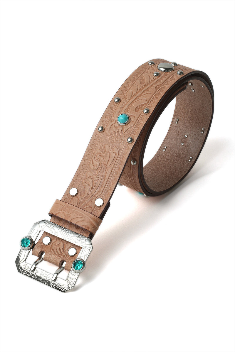 A20032 Studded and Jeweled Belt -Natural- – ATTRACTIONS