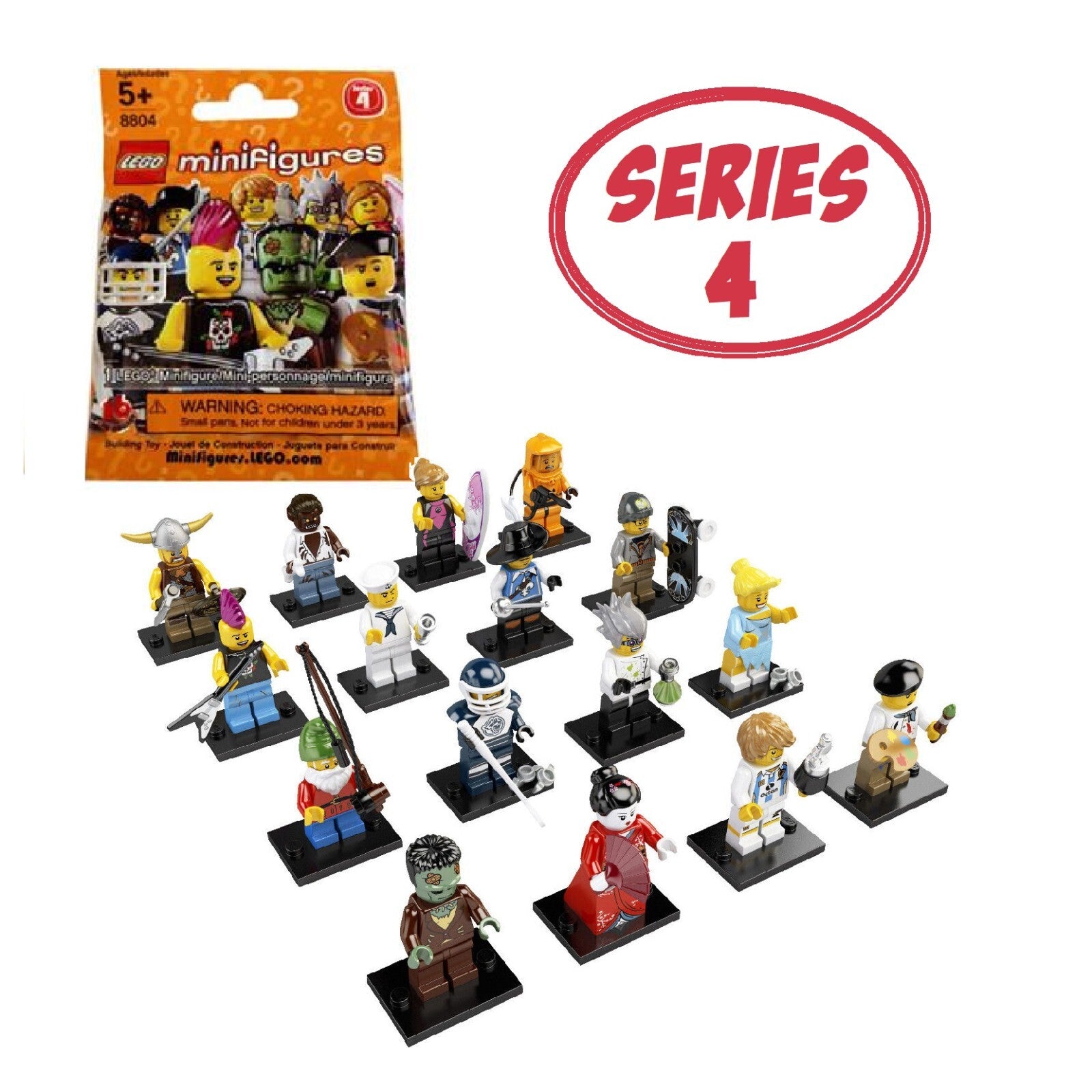 LEGO SERIES 4 Collectible Minifigures 8804 - Complete Set of 16