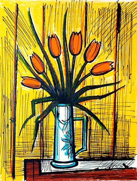 ベルナール・ビュッフェ ＜チューリップ＞ オリジナルリトグラフ版画