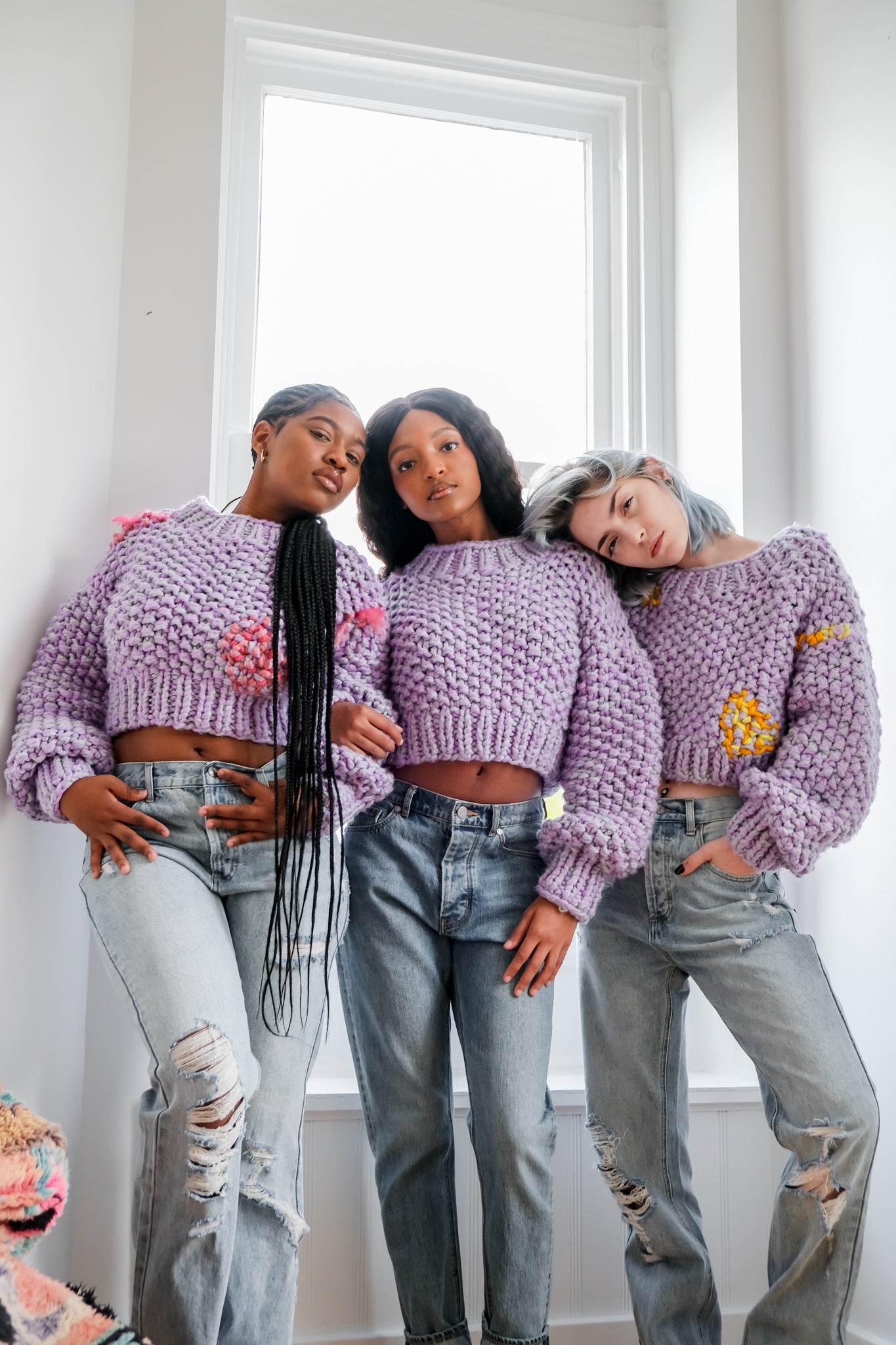 Ethically Handmade Lilac Wool Crop Sweater | Lex & Lynne – Alexis Co.