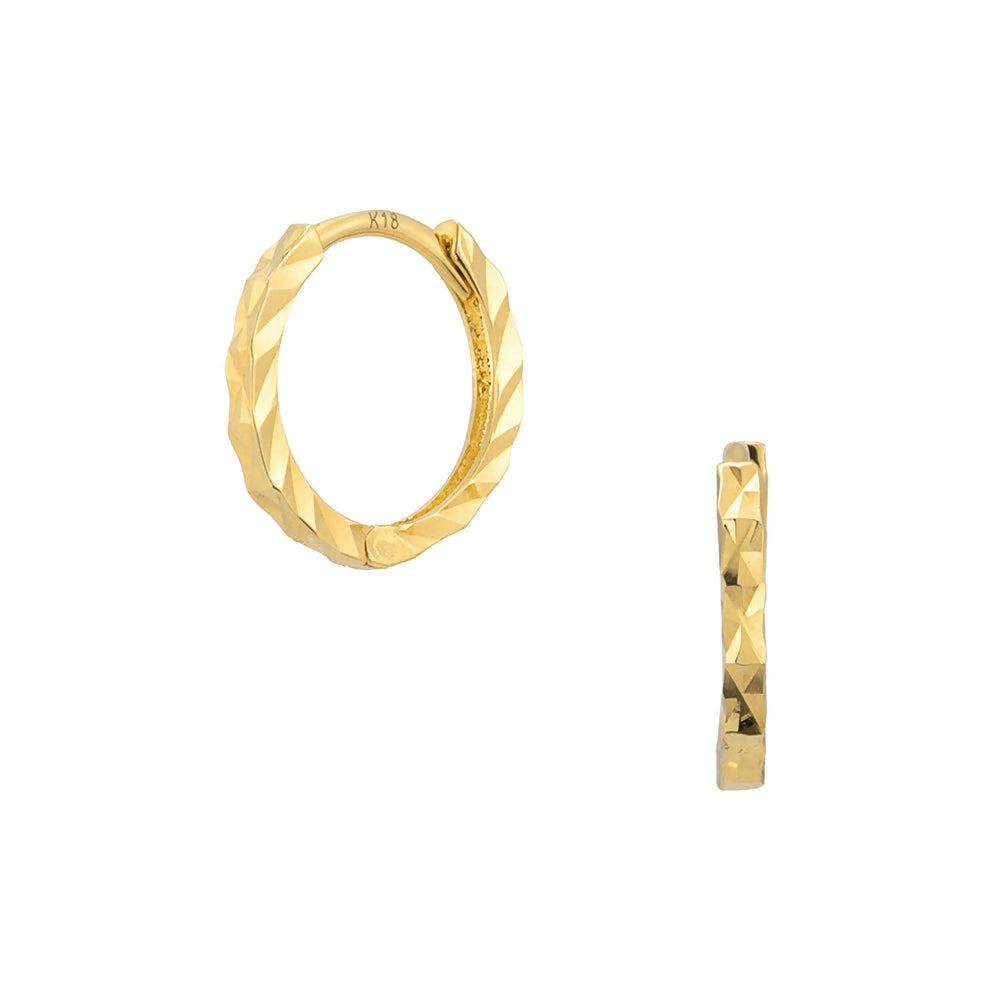 K18 ダイヤモンドカット フープピアス / 18K Diamond Cut Hoop