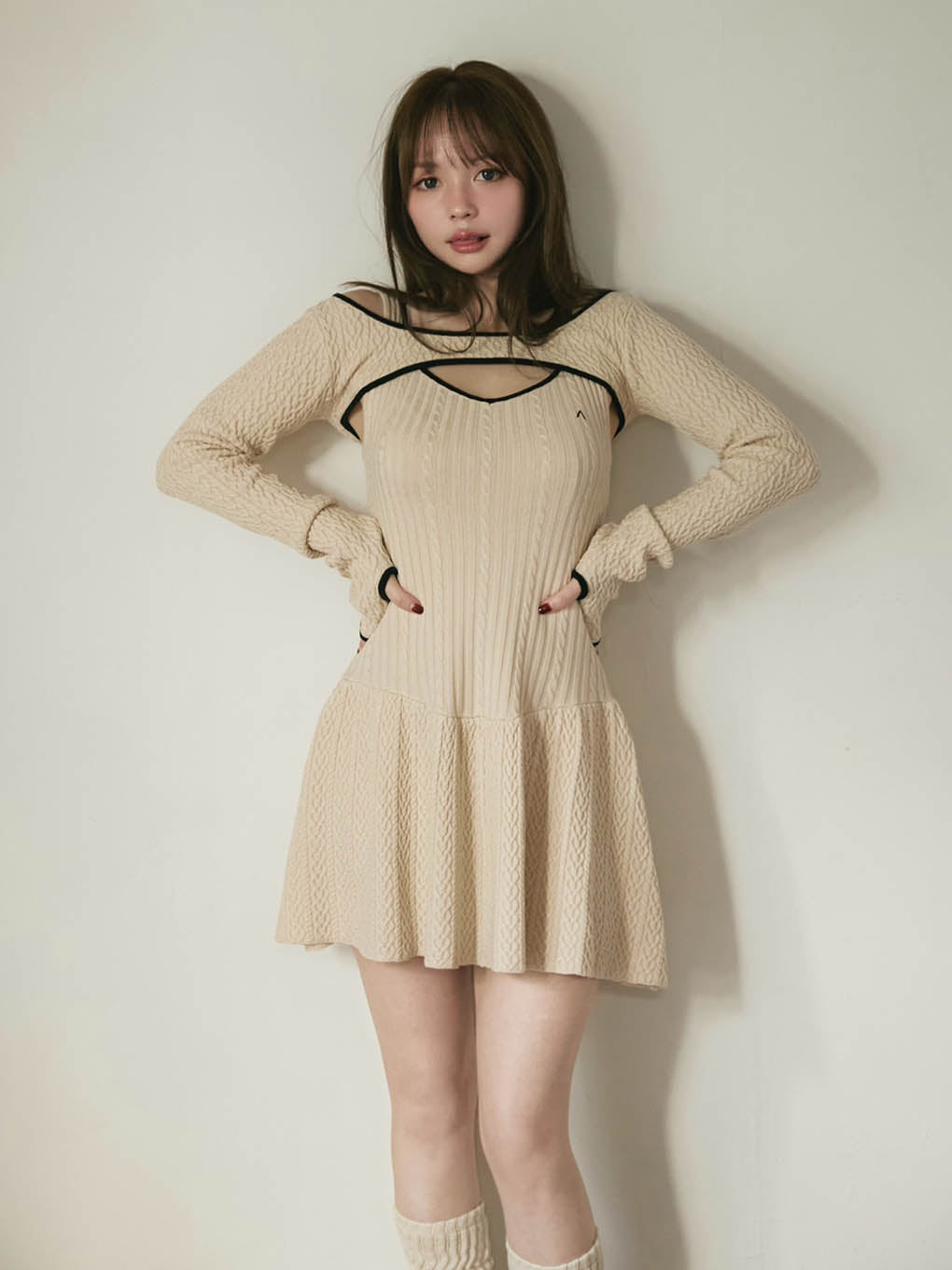 Nana cable flare mini dress