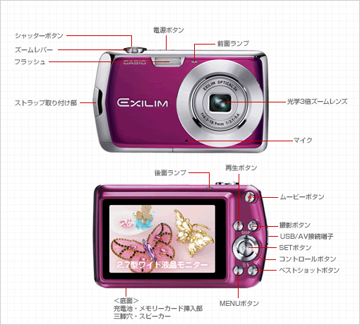 外観・各部名称 - EX-Z1 - デジタルカメラ - CASIO