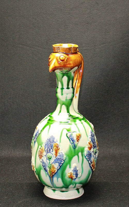 23895 人間国宝 加藤卓男 (正倉院復元三彩貼花紋鳳首瓶) KATO Takuo