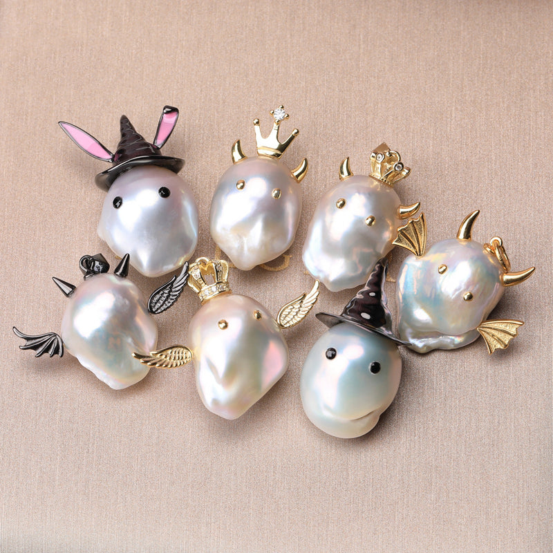 Whimsical Baroque Pearl Monster Pendant