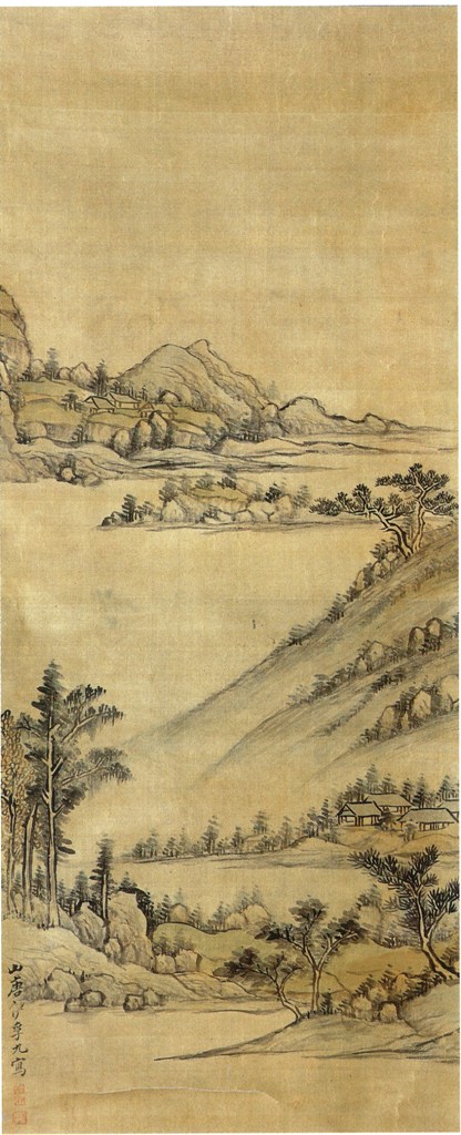 掛軸「野呂介石 掛軸「野呂介石 松畔池亭図」享和3