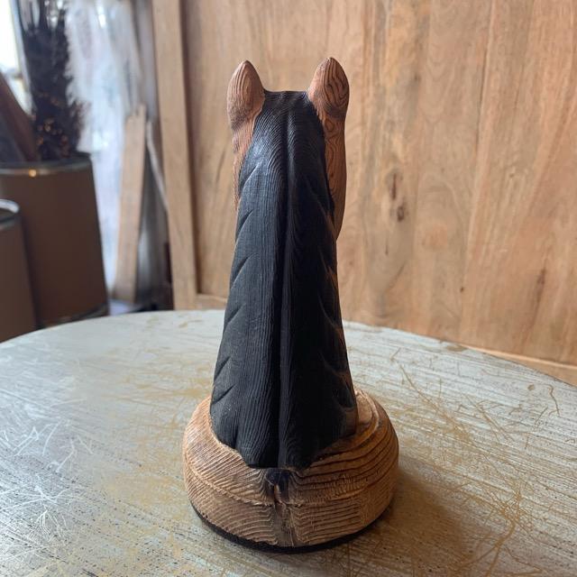 木彫りの動物たちシリーズ ホース 馬 置物 オブジェ アニマル ヘッド