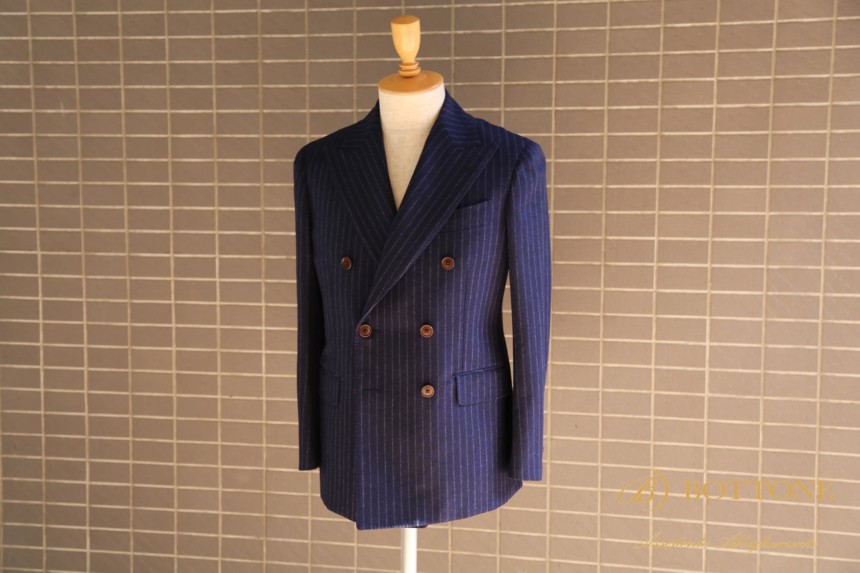 ダブルのスーツ チョーク・ストライプのフランネル - 東京・表参道の