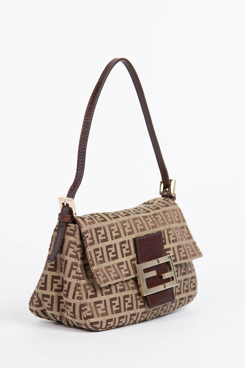 Vintage Fendi Light Brown Zucchino Small Shoulder Bag – Break Archive