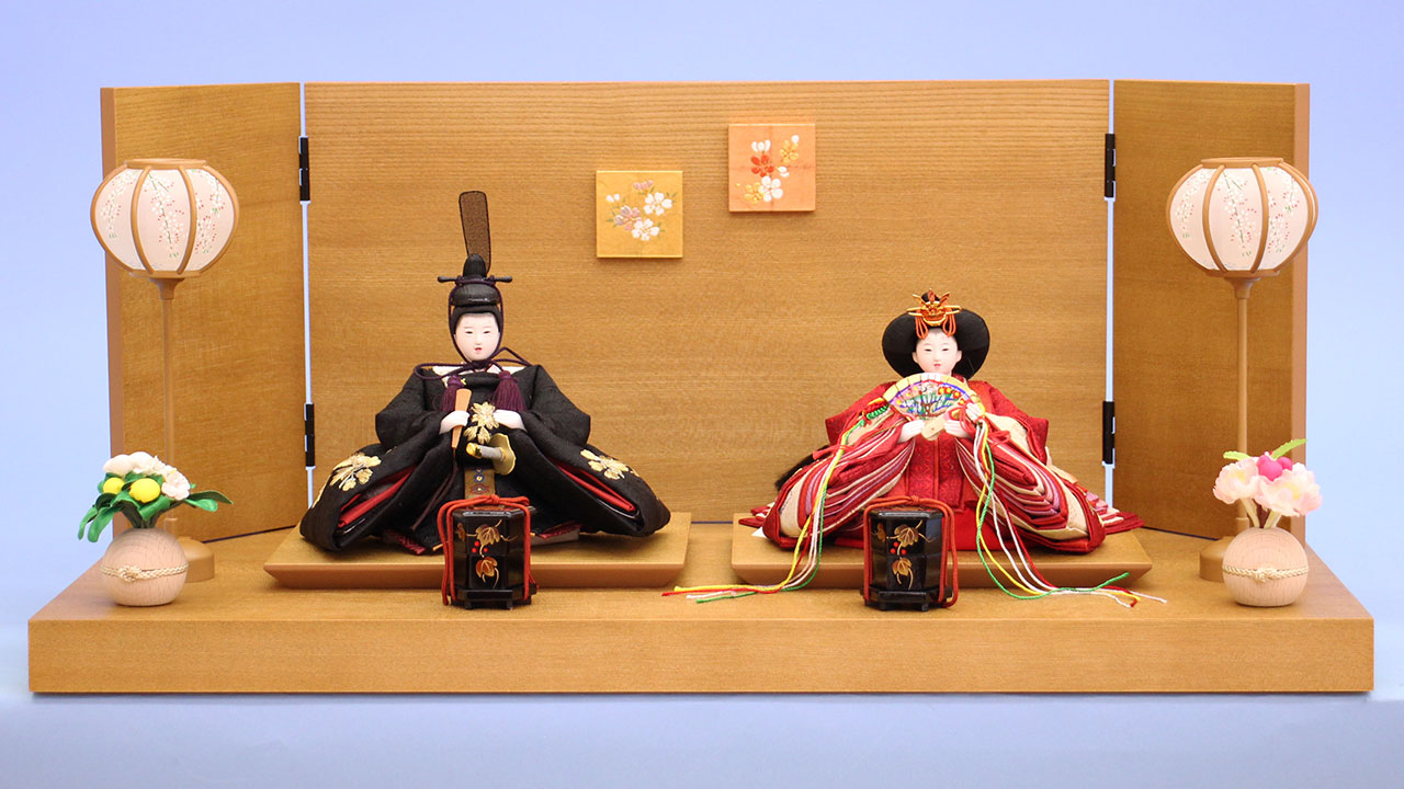 雛人形 親王平飾り 幅55cm｜黒赤刺繍 柳葵結親王 凜 – 寿鳳人形の東芸