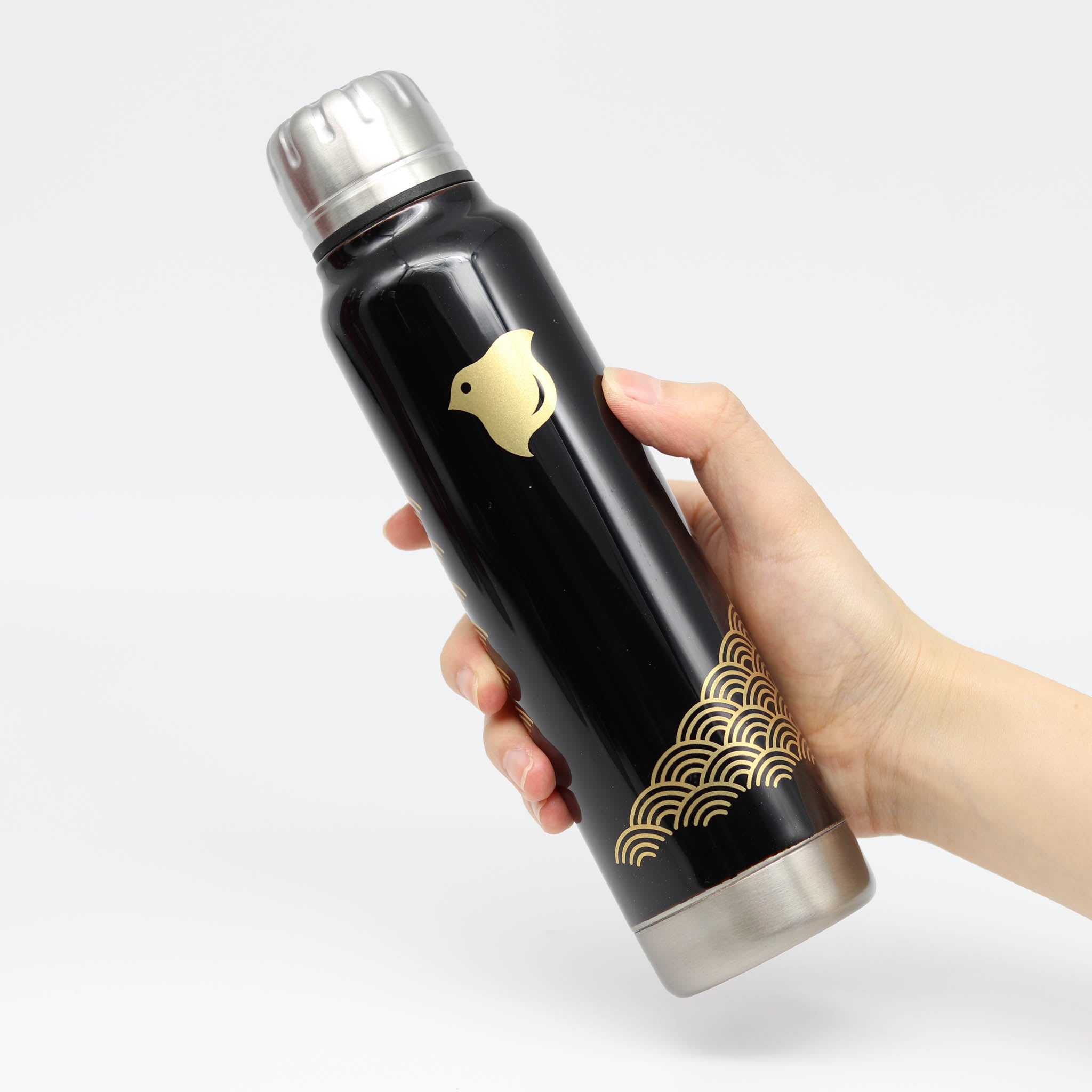 越前塗り マグボトル | うるしアンブレラボトル | 波千鳥 | 黒 | 土直漆器