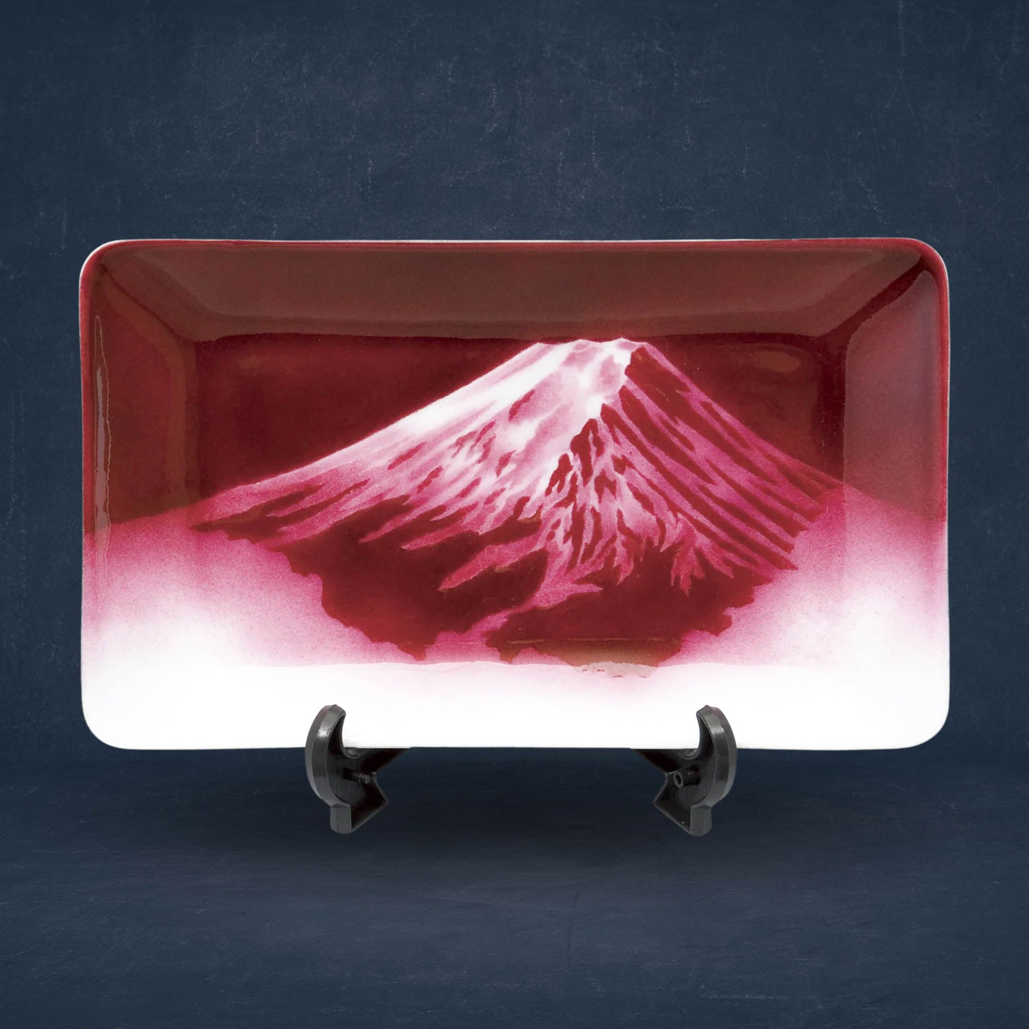 七宝焼き | 飾皿 | 赤富士 18x30