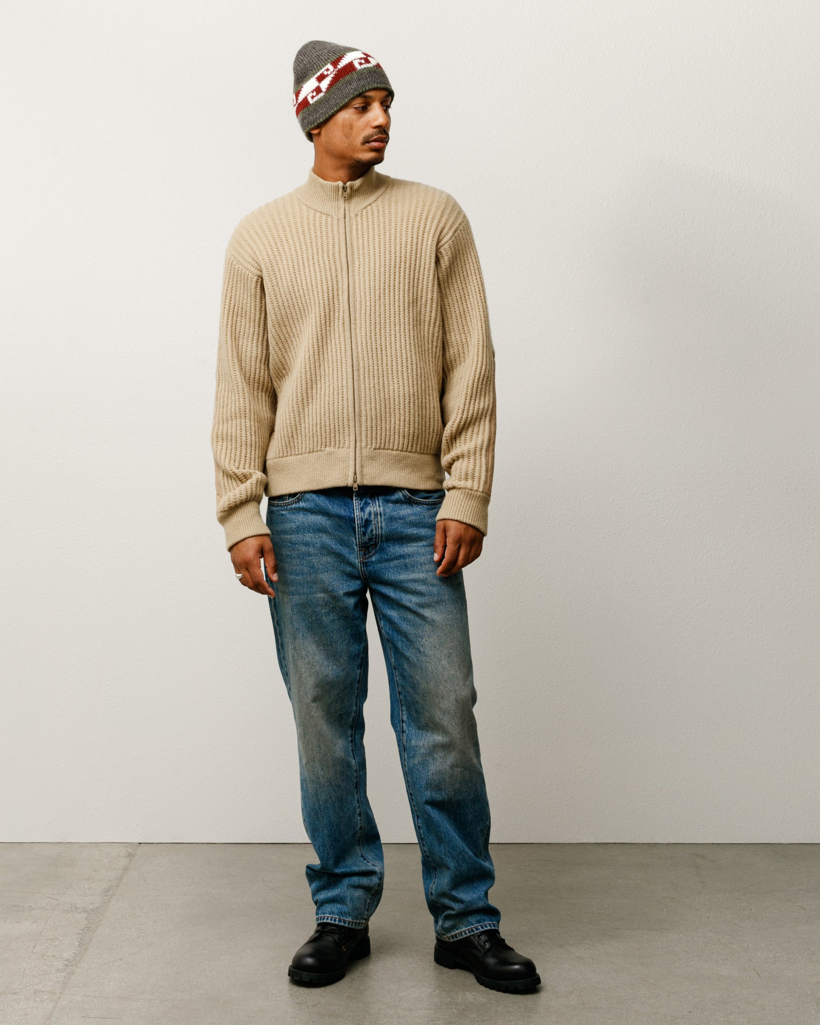 Lambs Wool Zip Sweater – Sand | Tops & Knits | Stüssy Japan