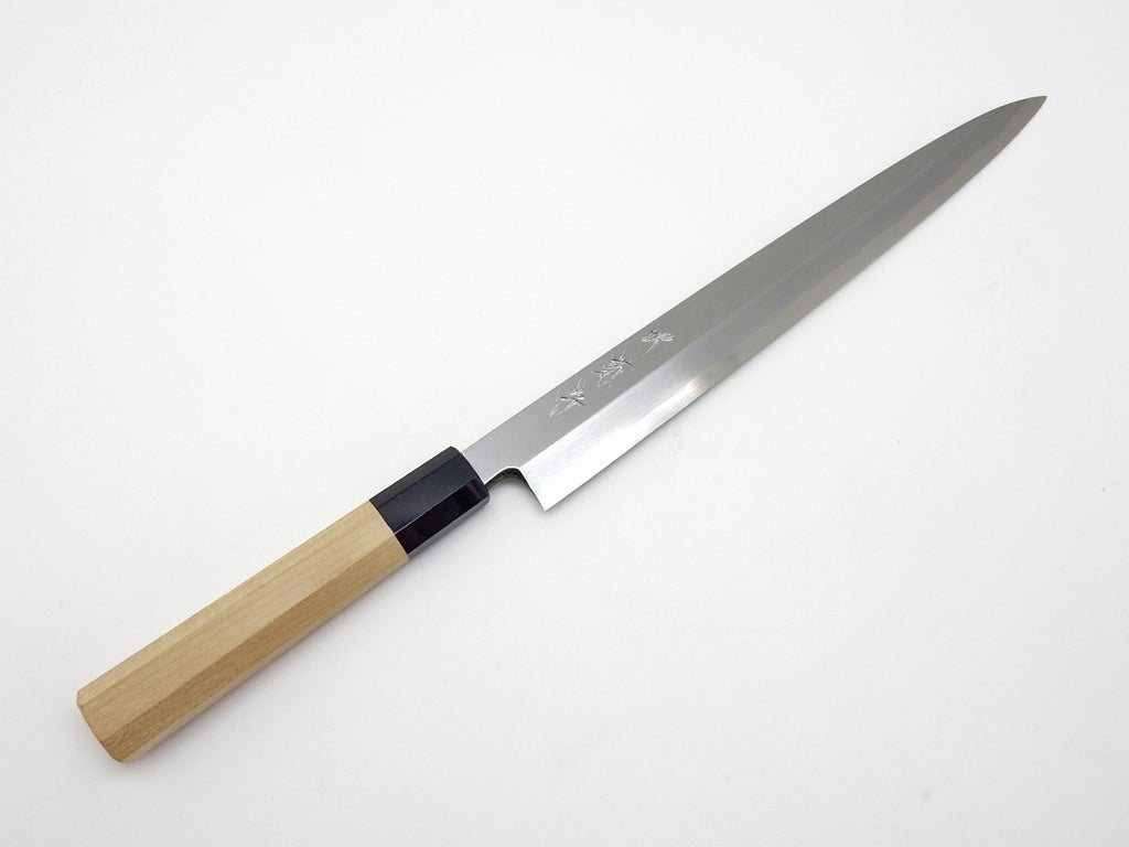 堺菊守《青鋼シリーズ》安来鋼青紙1号 柳刃【本霞研・水牛八角柄