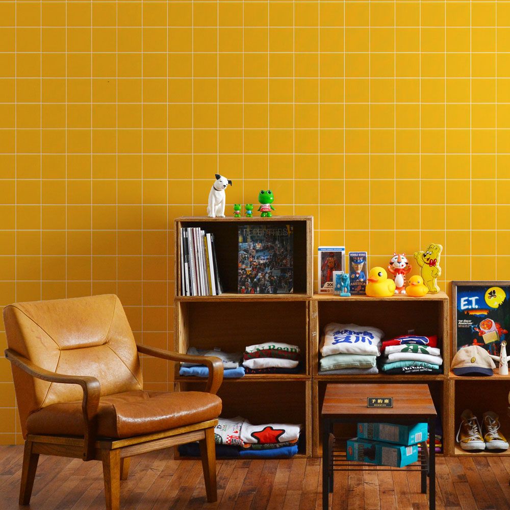 はがせる壁紙 のりなしタイプ レトロトレ タイル レトロポップ (49cm