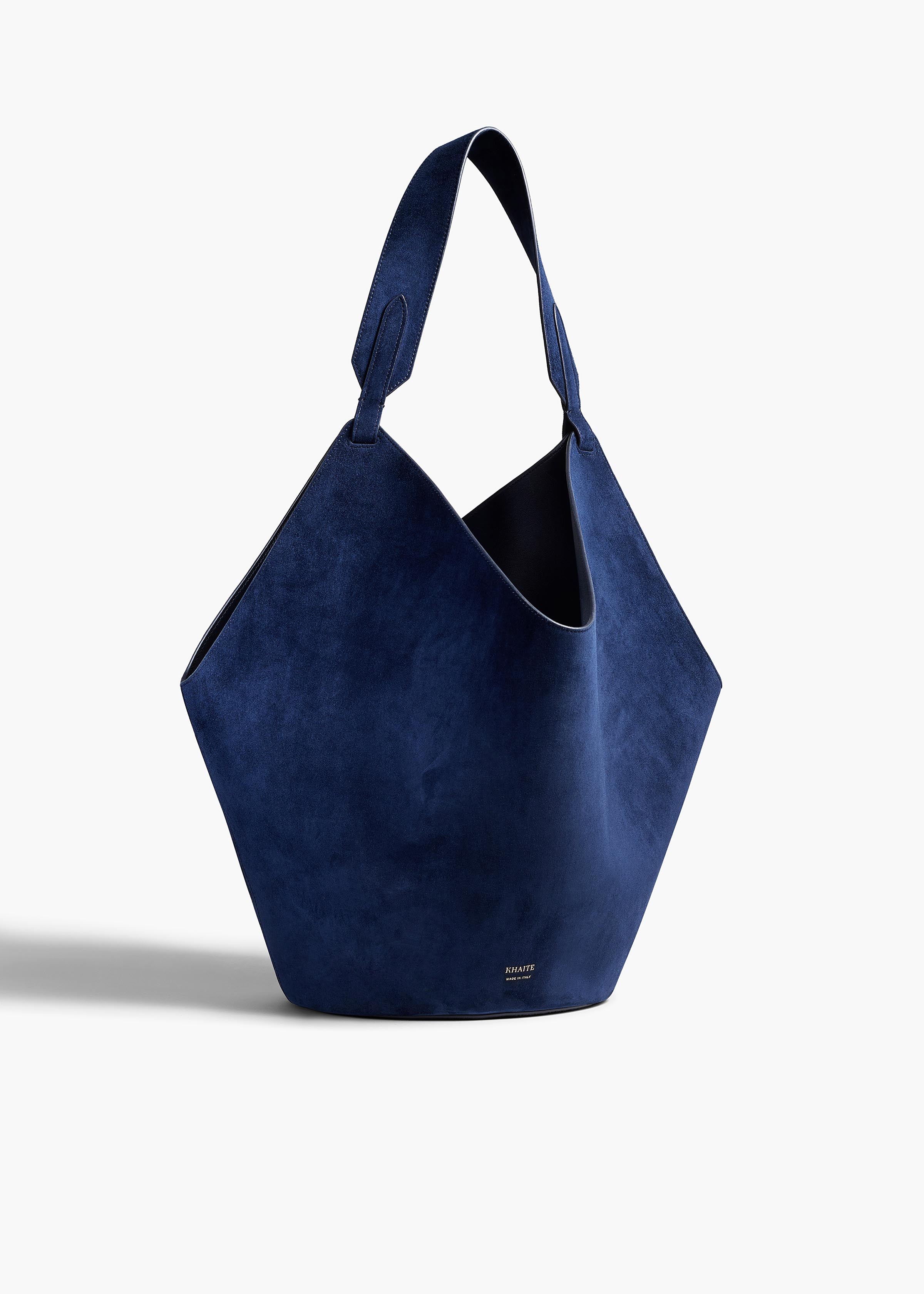 Medium Lotus Tote in Midnight Suede – KHAITE