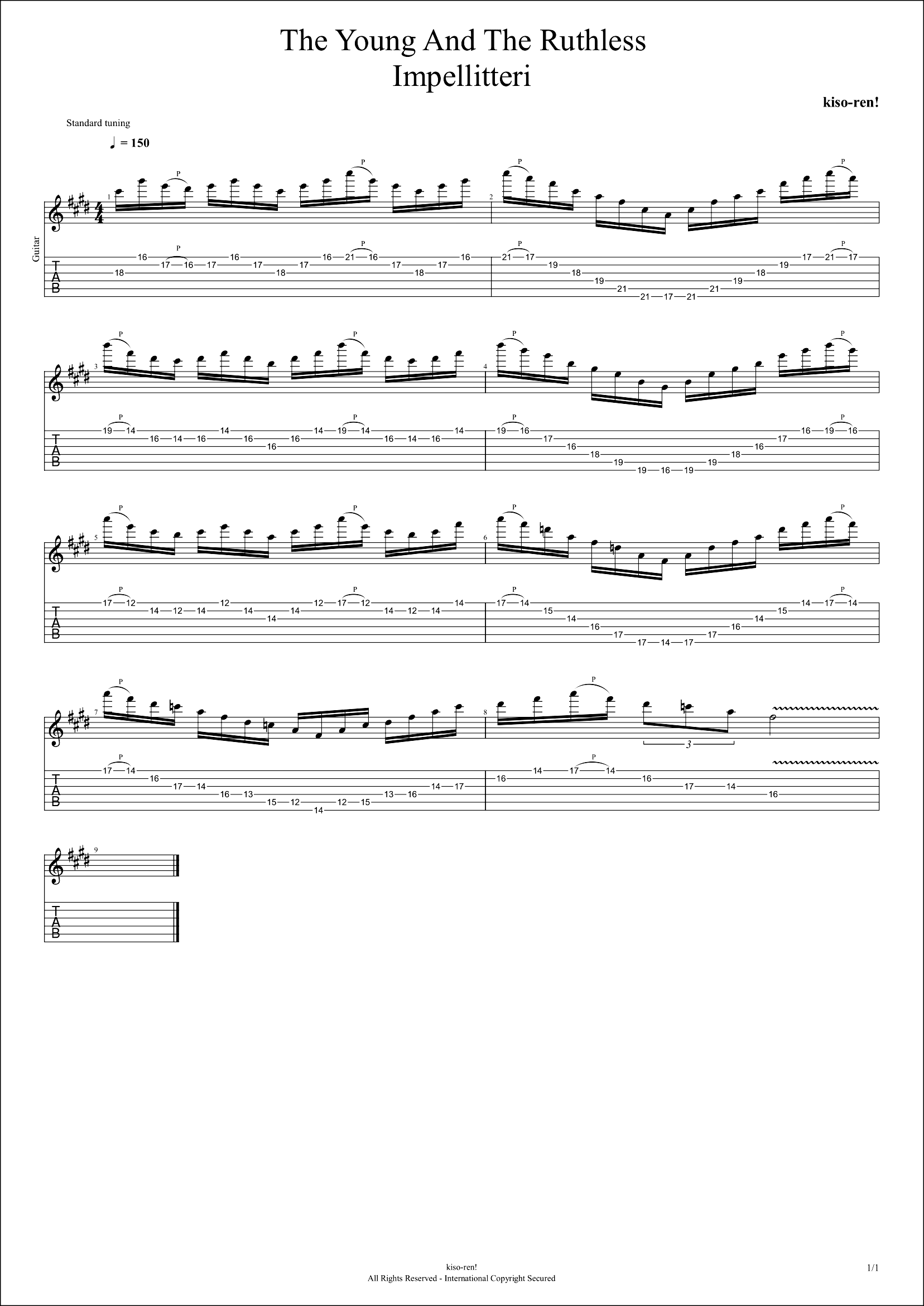 TAB】Impellitteri Full Picking / The Young And The Ruthless クリス