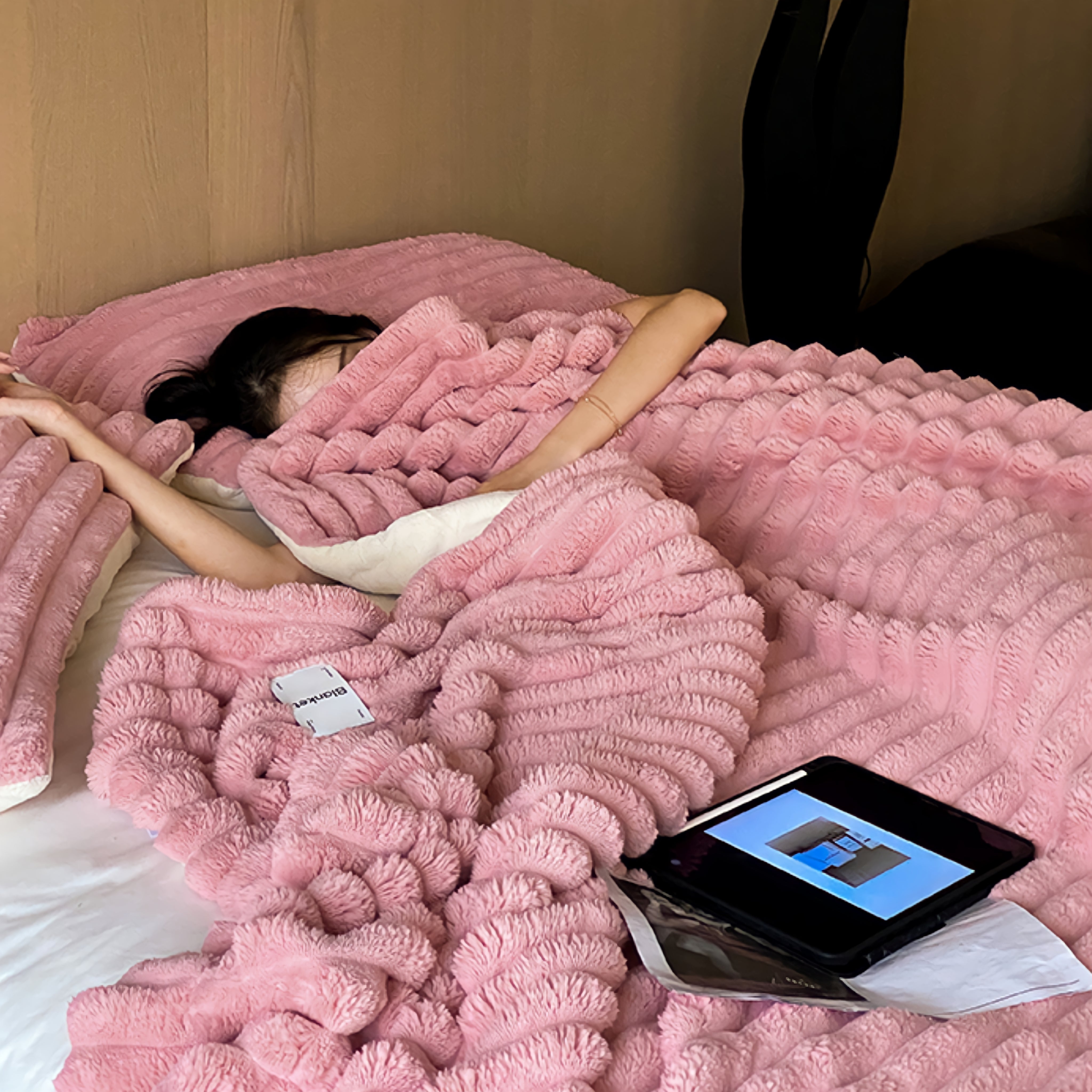 カラフルふわふわブランケット 