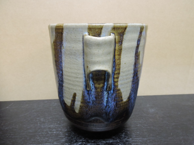 膳所焼 淡海ぜぜ陽炎園造 竹耳付水指 共箱 H2020 - 取扱商品