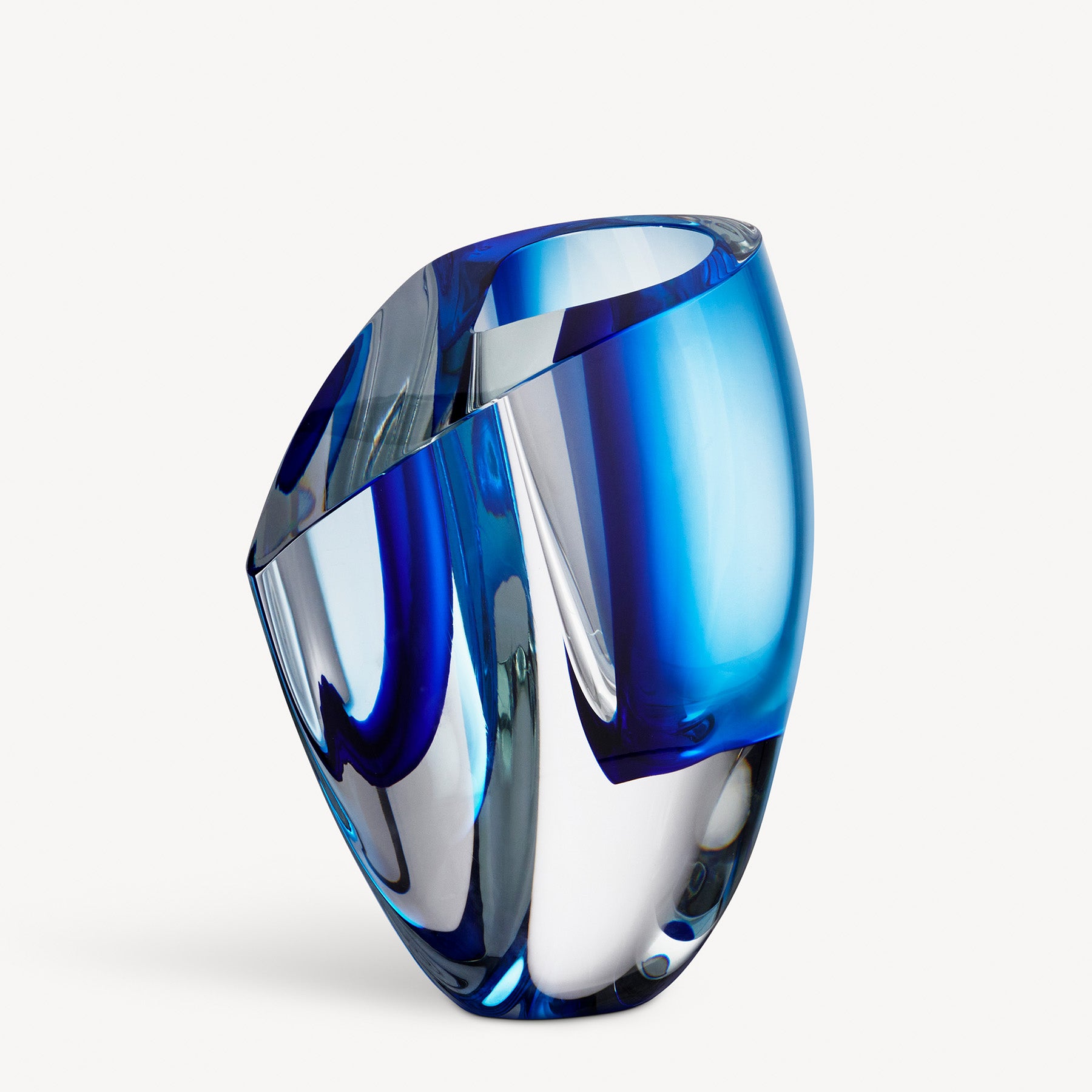 Kosta Boda Mirage Vase Blue/Blue Crystal Glass Large Art Decor